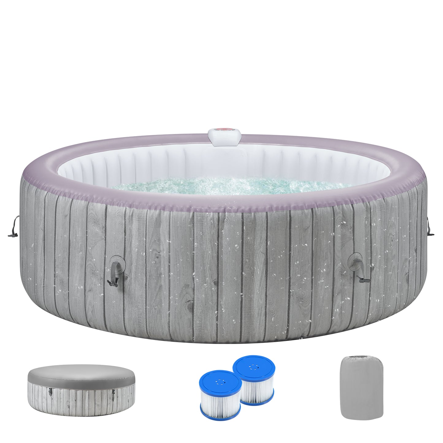 82 Inch Inflatable Hot Tub, 4 to 6 Person Outdoor Hot Tub Spa Built-in Heater Pump, Portable Hot Tub w/130 Jets, Tub Cover, Filter Cartridges, 1000L Capacity