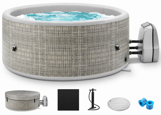 Segmart Inflatable Hot Tub, 3 to 5 Person Outdoor Hot Tub Spa, Portable Hot Tub w/100 Jets, Heater Pump, Tub Cover, Ground Cloth, 211Gal Capacity, Fits for Backyard, Patio