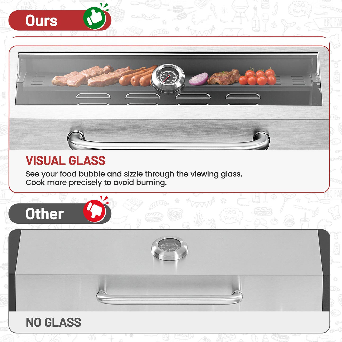 4-Burner Gas Grill and Griddle Combo with Side Burner, 50,000 BTU Propane BBQ Grill with Porcelain-Enameled Cast Iron Grates, Built-in Thermometer, Ideal for Patio Camping Outdoor Cooking