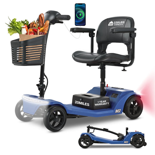 Segmart  Mobility Scooters ， Foldable Mobile wheelchair ,with Headlight and Basket,Red