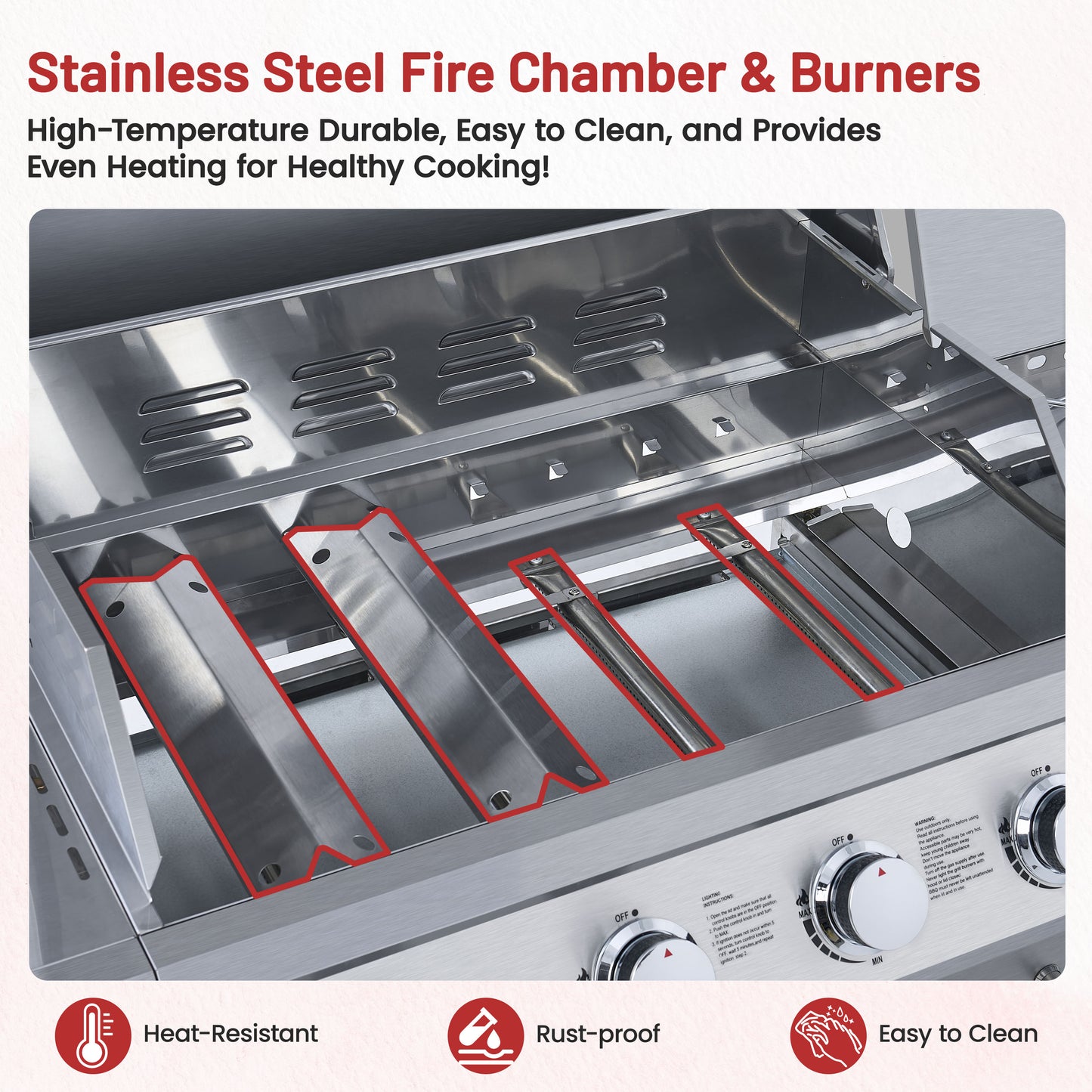 4-Burner Gas Grill and Griddle Combo with Side Burner, 50,000 BTU Propane BBQ Grill with Porcelain-Enameled Cast Iron Grates, Built-in Thermometer, Ideal for Patio Camping Outdoor Cooking