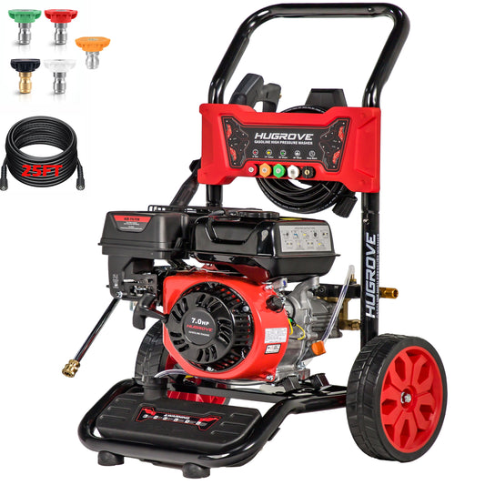 3600PSI Pressure Washer Gas Powered, 210CC Power Washer with 2.6GPM Pump, Portable Water Pressure Washer W/5 Nozzles, Built-in Foam Cannon
