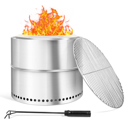 19 Inch Smokeless Fire Pit, Portable Fire Pit with Carry Bag, Low Smoke Firepit for Outside, Bonfire Fire Pit with Removable Ash Pan, Wood Burning Fire Pits for Camping Backyard Patio Garden Picnic
