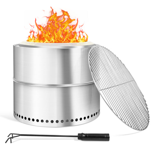 19 Inch Smokeless Fire Pit, Portable Fire Pit with Carry Bag, Low Smoke Firepit for Outside, Bonfire Fire Pit with Removable Ash Pan, Wood Burning Fire Pits for Camping Backyard Patio Garden Picnic