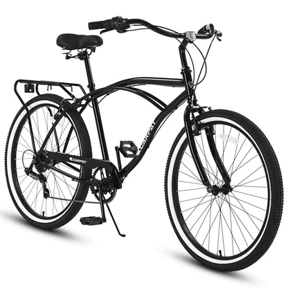26'' Bike with Single Speed, SEGMART Lightweight Bicycle with Adjustable Beach Seat, Upgrade Beach Cruiser Bike with Rear Cargo Rack for Men Women Adult, Green