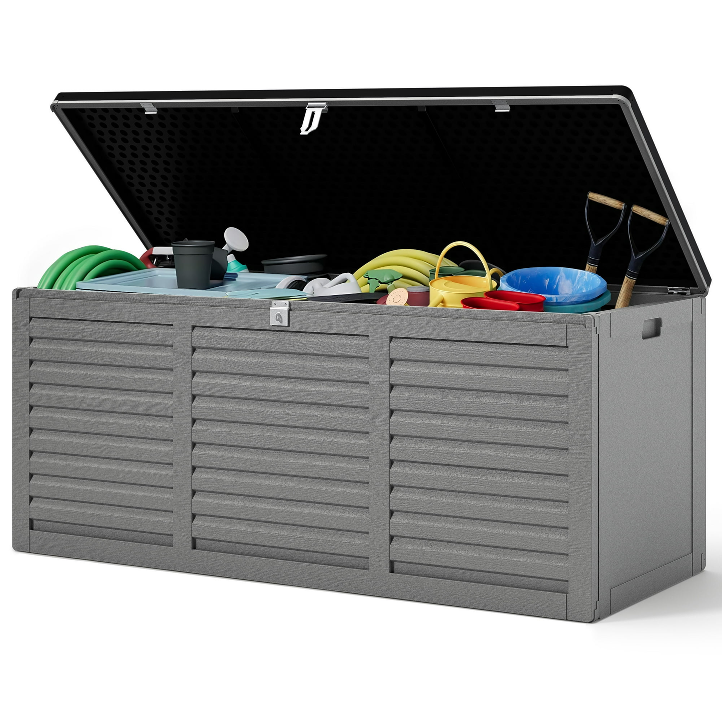 Segmart 130 Gallon Resin Deck Box with Lockable Lid, Waterproof Outdoor Storage Box, Gray
