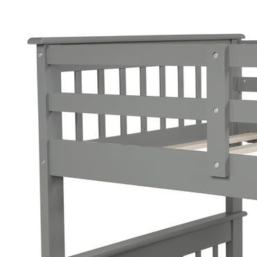 SEGMART Wood Bunk Beds , 76.97'' x 51.57'' Solid Wood Twin-Over-Full Bed, Sturdy Wood Twin-Over-Full Bunk Beds w/ 4 Storage Shelves, 4-Step Ladder, Full-Length Guardrails, 250lbs, SS665
