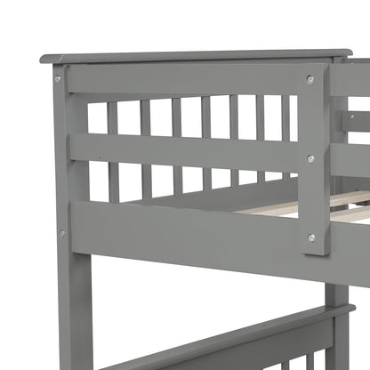 SEGMART Wood Bunk Beds , 76.97'' x 51.57'' Solid Wood Twin-Over-Full Bed, Sturdy Wood Twin-Over-Full Bunk Beds w/ 4 Storage Shelves, 4-Step Ladder, Full-Length Guardrails, 250lbs, SS665