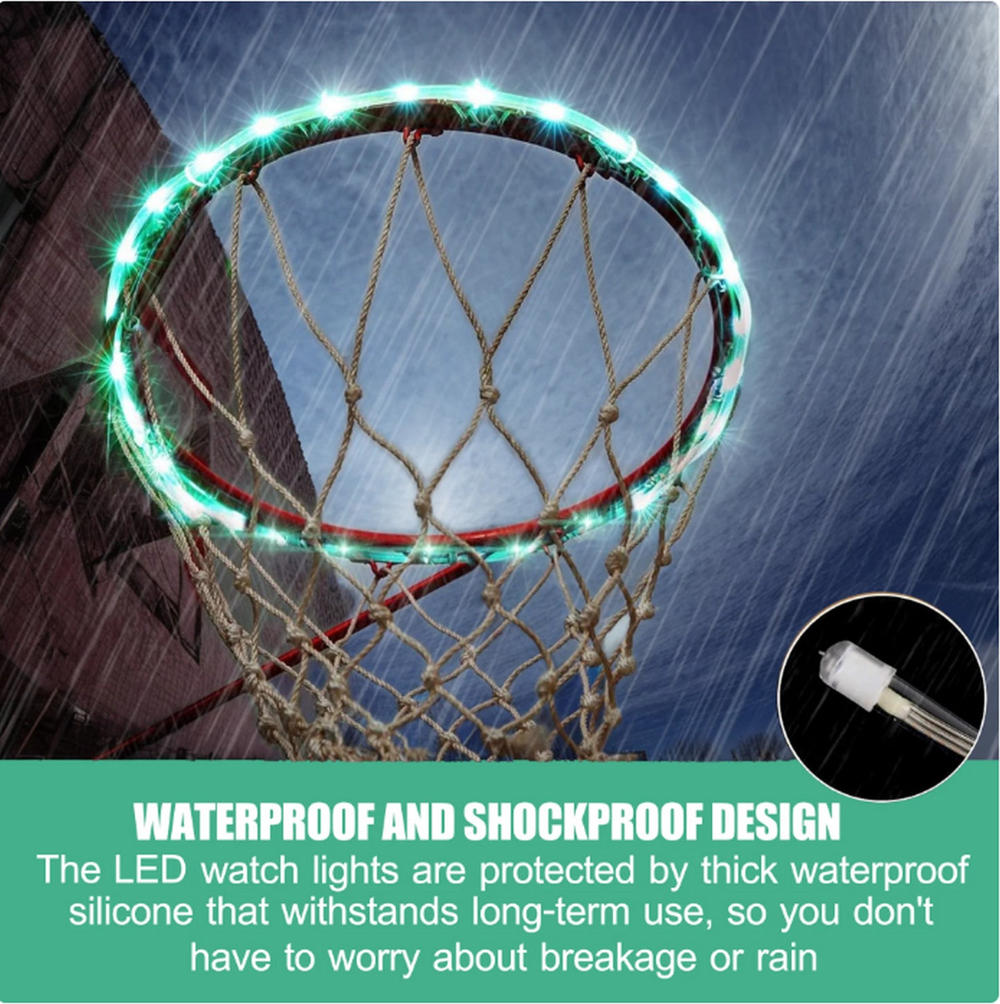 SEGMART 17.75ft LED Basketball Hoop Lights, Remote Control Basketball Rim LED Light, 16 Color Change by Yourself, Waterproof, Super Bright to Play at Night Outdoors, Good Gift for Kids