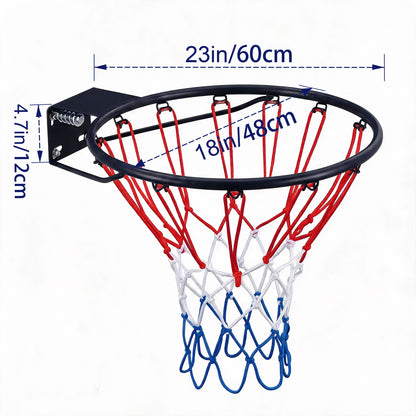 Regulation 18" Steel Basketball Rim, SEGMART Dual Spring Basketball Rim with All Weather Net, Replacement Rim for Indoor or Outdoor Hoop, Basketball Hoop Rim with Complete Installation Kit, Black