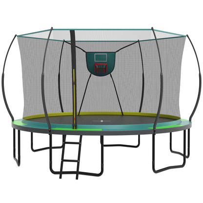 14 Ft Trampoline for Kids and Adults, Outdoor Trampoline with Fiberglass Rods and Smart Zipper System Zero Gaps, Segmart Recreational Trampoline with Enclosure Net, 880LBS Heavy Duty Trampoline