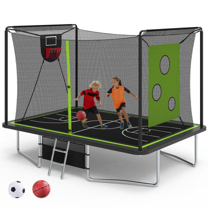 Segmart Rectangle Trampoline with Enclosure Net & Basketball Hoop, 1600LBS for Kids & Adults