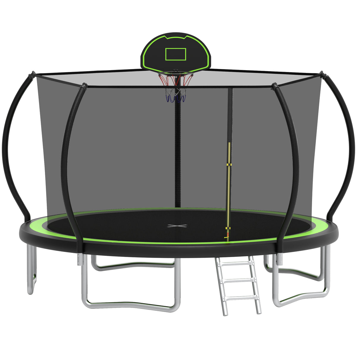 12ft Trampoline with Safety Enclosure, SEGMART Upgrade Outdoor Trampoline with Basketball Hoop, Heavy Duty Back Yard Trampoline with Ladder for Kids and Adults, Pink