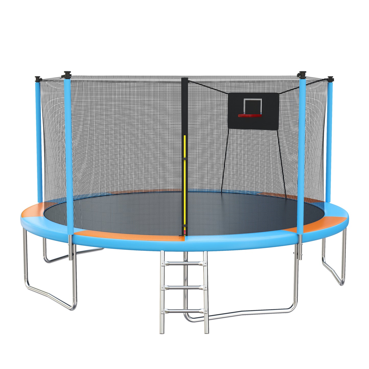 14FT Trampoline with Enclosure for Kids and Adults, SEGMART Upgraded Kids Recreational Outdoor Trampoline with Basketball Hoop, Ladder, Heavy Duty Round Backyard Trampoline for Indoor Outdoor