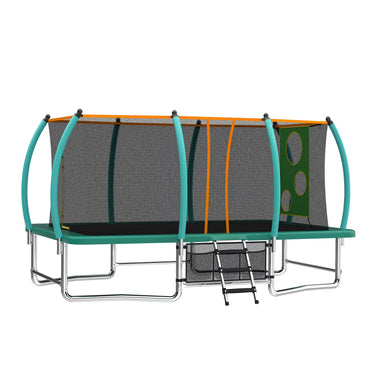 8X14FT Rectangular Trampoline with Enclosure Net, SEGMART Big Outdoor Rectangle Trampoline with Basketball Hoop, Large Square Trampoline 1320LBS Weight Capacity with Ladder for Kids, Adults