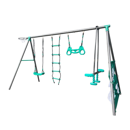 6 in 1 Swing Sets for Outside, Backyard Swing Sets for Kids, Segmart 550 lbs Heavy Duty Swing Set with Basket, Swing Glider, Climbing Ladder, Soccer Goals, Monkey Bars and Swing for kids Age 8-12