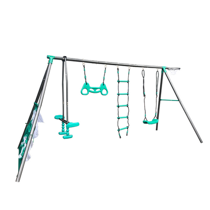 6 in 1 Swing Sets for Outside, Backyard Swing Sets for Kids, Segmart 550 lbs Heavy Duty Swing Set with Basket, Swing Glider, Climbing Ladder, Soccer Goals, Monkey Bars and Swing for kids Age 8-12
