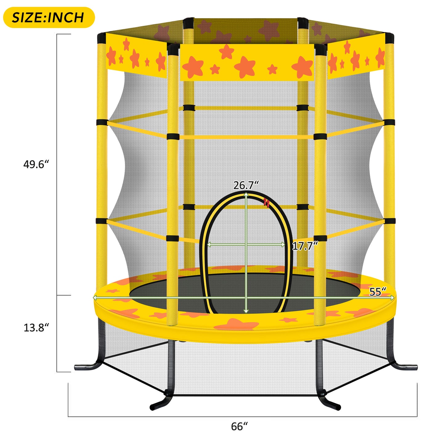 55" Mini Trampoline for Kids, Toddlers Trampoline with Enclosure Net, SEGMART Indoor & Outdoor Recreational Trampolines with No-Gap Design, Birthday Gifts for Boys and Girls Age 3 Months and Up