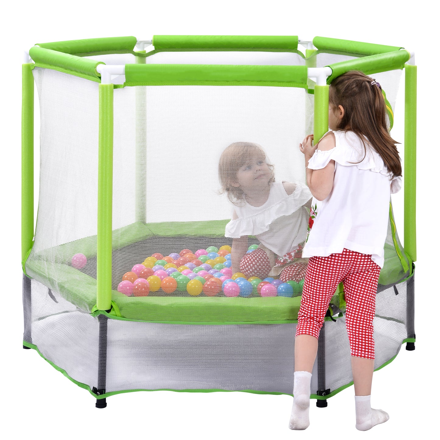 Mini Trampoline for Kids with Safety Enclosure Net, 55" Toddler Trampoline with No-Gap Safe Design, Segmart Recreational Trampolines for Birthday Christmas Gifts