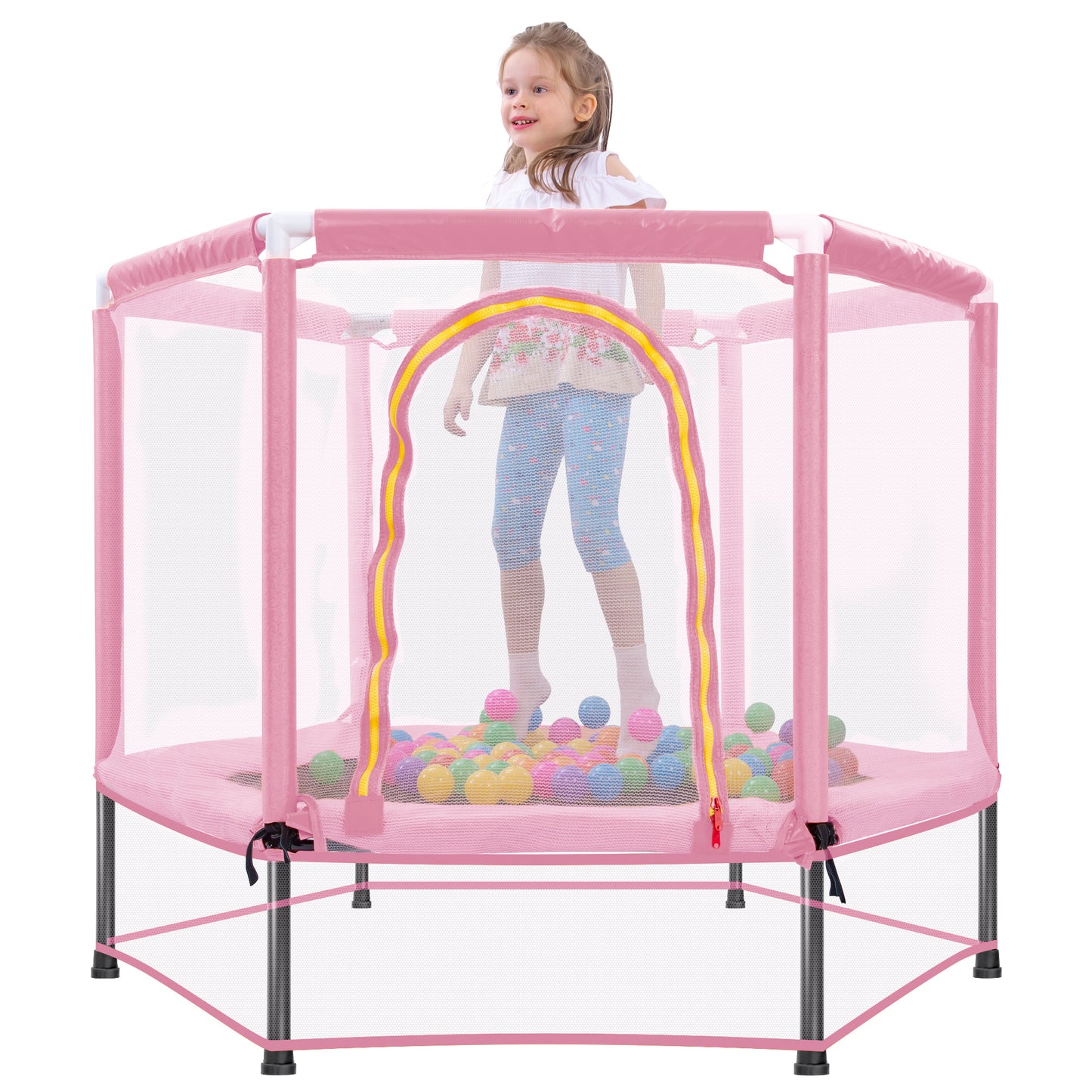 Mini Trampoline for Kids with Safety Enclosure Net, 55" Toddler Trampoline with No-Gap Safe Design, Segmart Recreational Trampolines for Birthday Christmas Gifts