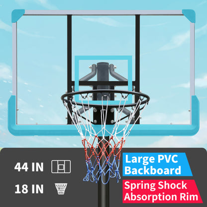 Portable Basketball Hoop Outdoor for Kids and Adults, 7.5-10ft Adjustable Basketball Hoop Goals Systems with Shatterproof Backboard, Larger Base, Segmart 44 Inch Basketball Hoop for Backyard Court