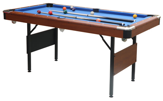 SEGMART 5.5 Ft Folding Pool Table for adults, Tennis Multigame Table, Multifunctional Billiard Table, Dining Table, Indoor Game Table, All Accessories Included, Brown with Blue Felt