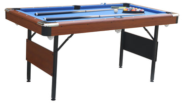 SEGMART 5.5 Ft Folding Pool Table for adults, Tennis Multigame Table, Multifunctional Billiard Table, Dining Table, Indoor Game Table, All Accessories Included, Brown with Blue Felt