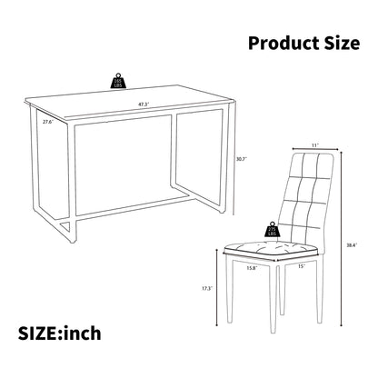 Dining Table with 4 High-back Upholstered Chairs, Modern Dinette Set, Faux Marble Dining Table and Chairs Set for 4 Persons, Small Home Kitchen Dining Table Set, Ideal for Apartment Breakfast Nook Bar