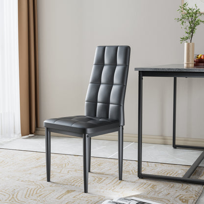 5 Piece Kitchen Dining Table and Chair Set, Dining Room Table Set with Faux Marble Tabletop PU Leather Padded Chairs, Rectangle Dining Table Set for 4, Dinette Set for Kitchen Dining Room Small Space
