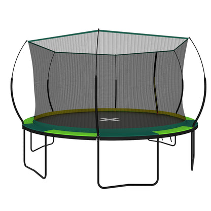 14ft Trampoline with Safety Enclosure Net, SEGMART Upgraded Round Kids Outdoor Trampoline with Ladder, Heavy Duty Backyard Trampoline, Recreational Trampoline for Adults and Kids, Green