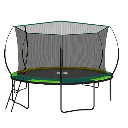 14ft Trampoline with Safety Enclosure Net, SEGMART Upgraded Round Kids Outdoor Trampoline with Ladder, Heavy Duty Backyard Trampoline, Recreational Trampoline for Adults and Kids, Green