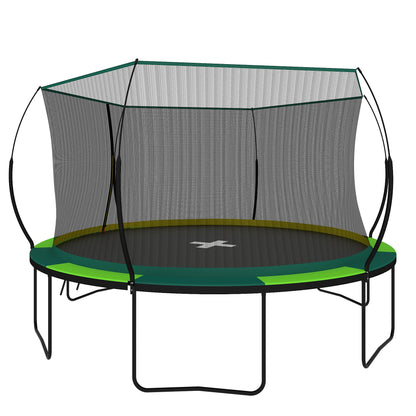 14ft Trampoline with Safety Enclosure Net, SEGMART Upgraded Round Kids Outdoor Trampoline with Ladder, Heavy Duty Backyard Trampoline, Recreational Trampoline for Adults and Kids, Green