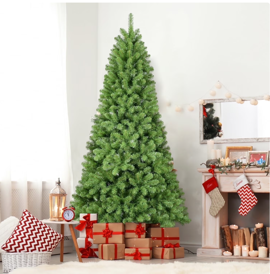 7ft Christmas Tree with 1064 Tips Hinged Artificial Tree, Easy Setup for Indoor Holiday Decoration.