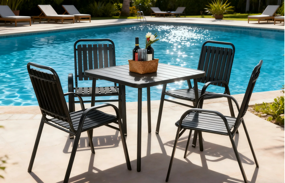Segmart 5-piece patio dining set, outdoor furniture set with a table and four chairs, All-weather Porch，gardens, swimming pools and balconies Conversation Furniture ，black
