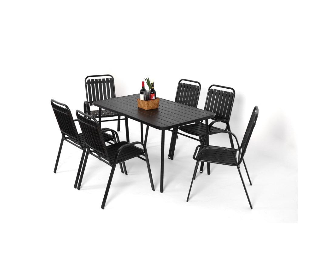 Segmart 7-piece patio dining set, outdoor furniture set with a table and four chairs, All-weather Porch，gardens, swimming pools and balconies Conversation Furniture ，black