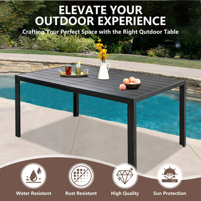 7 Piece Outdoor Dining Set, Patio Dining Table Set for 6 Persons, Garden Patio Textilene Dining Furniture Set with Plastic Tabletop, Dining Table Chairs Conversation Set for Deck Patio