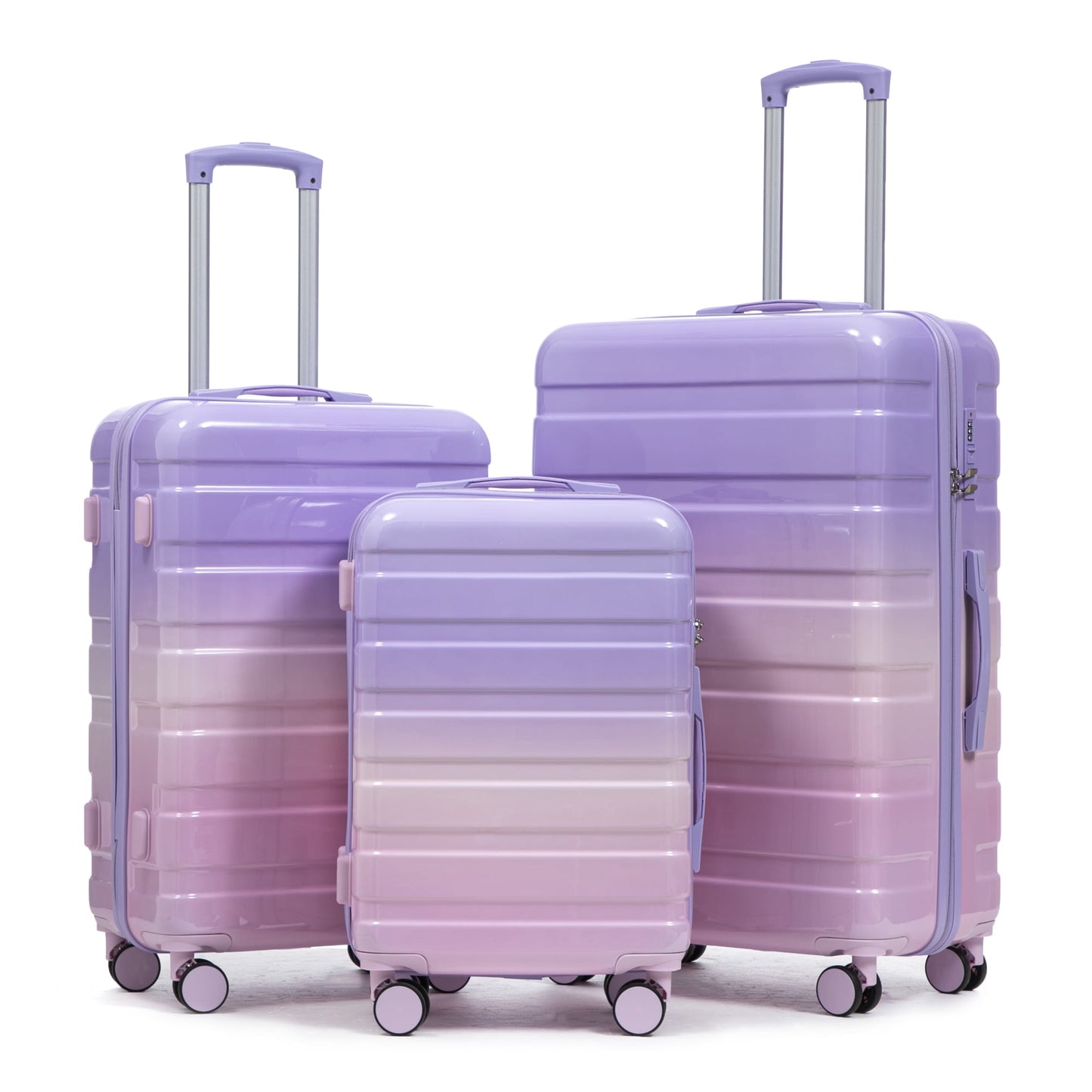3 Piece Luggage Set PC Spinner Wheel(20”/24”/28”) - Gradient Color, Carry-On Suitcase, Lightweight & Durable with Combination Lock