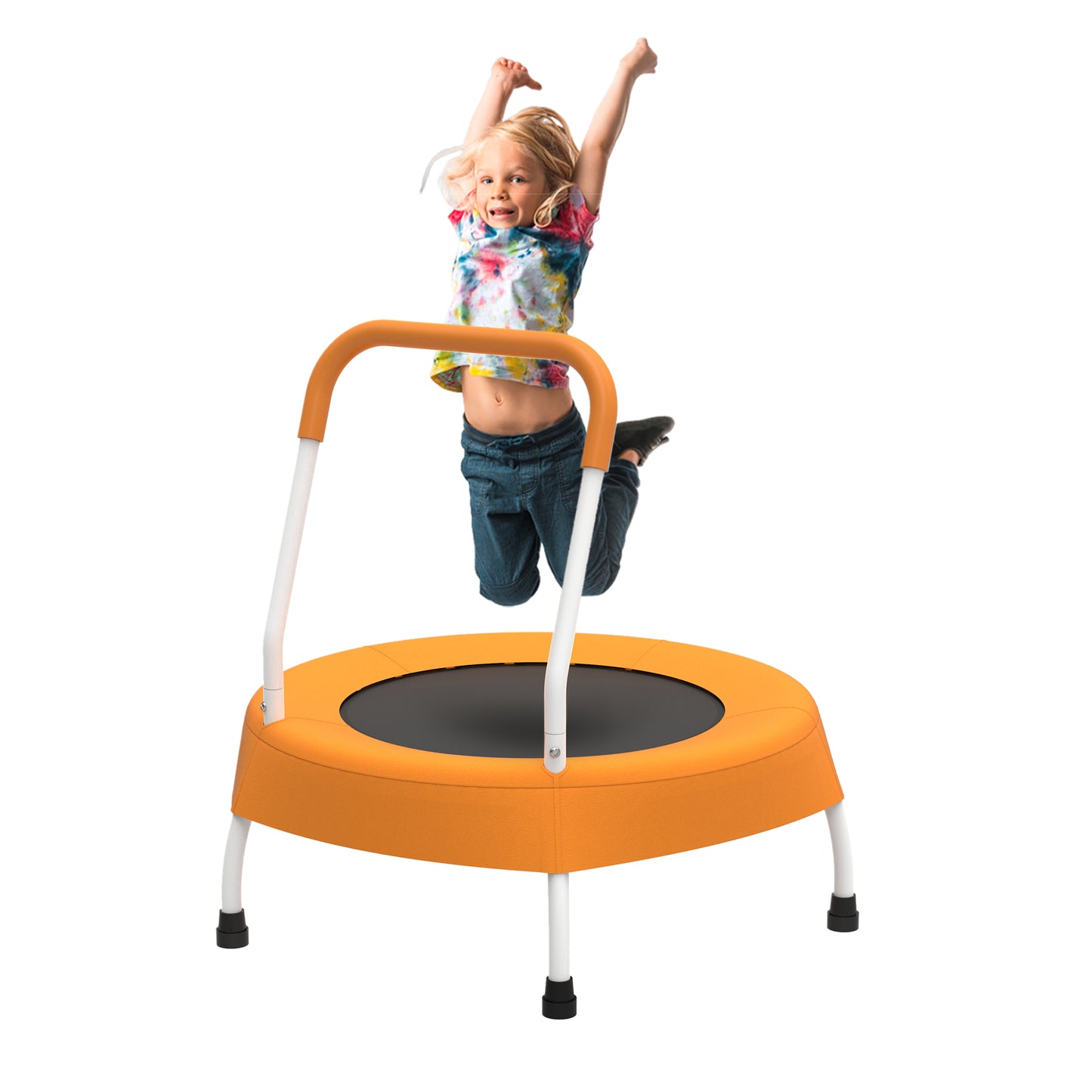 36" Mini Trampoline for Kids with Handle, Toddler Trampoline, Exercise Rebounder with Foam Handle, Indoor Trampoline, Kids Mini Trampoline, Small Rebounder Trampoline for Indoor and Outdoor Use
