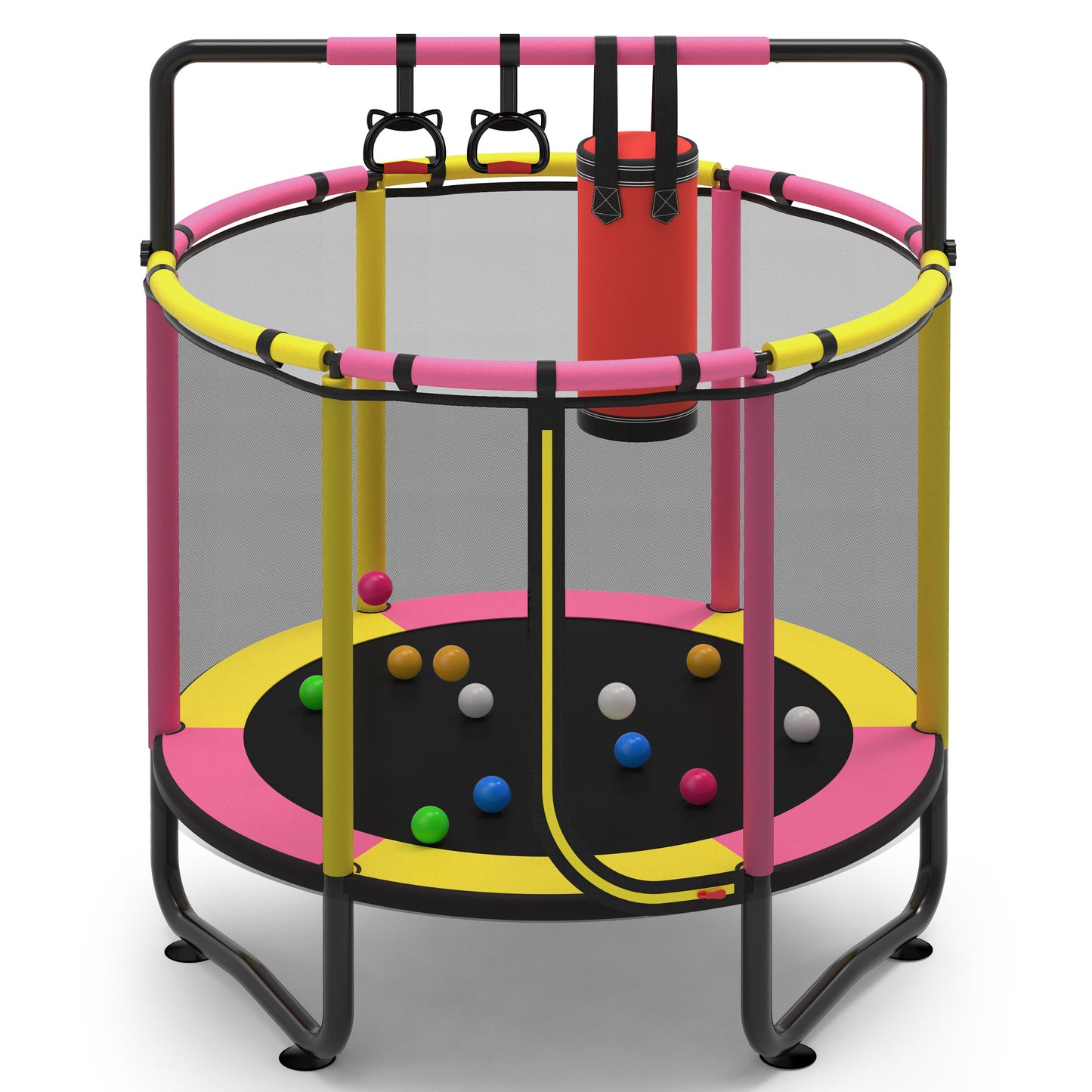 55” Toddler Trampoline for Kids with Enclosure, Kids Trampoline, SEGMART Indoor Trampoline, Small Trampolines for Kids, Mini Trampoline with Sandbag, Rings, Ocean Balls, Gifts for Boys, Girls