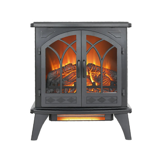 Fireplace Heaters for Inside, 23.7" Portable Electric Infrared Quartz Heater with 3D Flame Effect, Free Standing Fireplace Stove Heater for Office Home, Overheat and Tip-Over Protection, 1500W