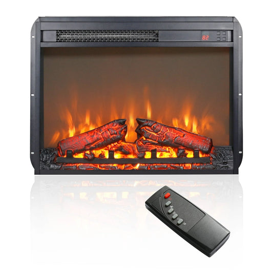 23" Electric Fireplace Insert, Freestanding & Recessed Fireplace Heater with Remote Control, 8 H Timer, 11 Temperature Settings, 4 Brightness Settings, 1400W Heater, Fireplace Heater for Indoor Use