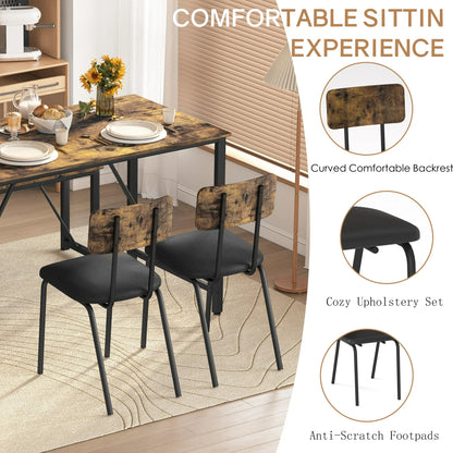 Dining Table Set, 4 Piece Dining Room Table Set for Small Spaces, Kitchen Table with 2 PU Leather Upholstered Chairs and a Long Bench, Space-Saving Table Set for Kitchen, Dining Room, Restaurant