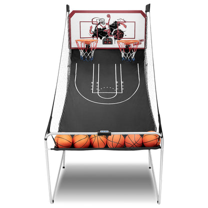 Dual Shot Basketball Arcade Game, Segmart 81"x44" Foldable Indoor Electronic Arcade Basketball Game with 6 Balls, 8 Modes, LED Scoreboard, Air Pump, Battery Powered for Adults, Blue