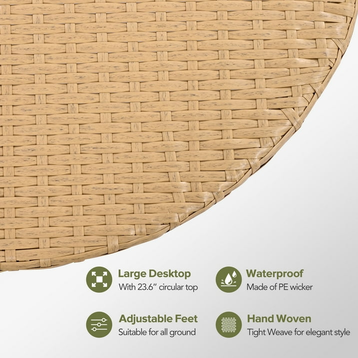 7 Pieces Patio Furniture Set, Wicker Sectional Table and Chairs Sets, Patio Conversation Set with Sectional Chaise Longue, Coffee Table, Suitable for Porch Backyard Garden, Gray