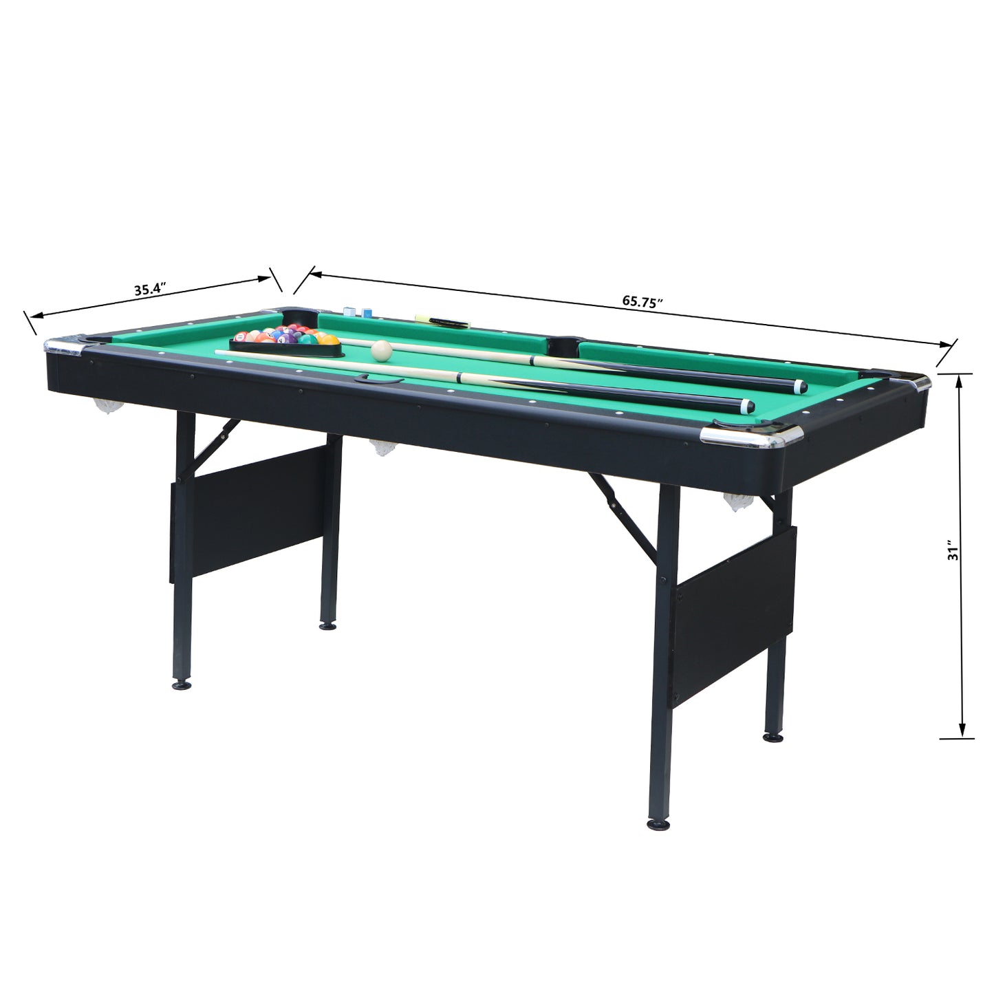 SEGMART Billiards Table - Portable Pool Table - Includes Full Set of Balls, 2 Cue Sticks, Chalk, and Felt Brush， Green