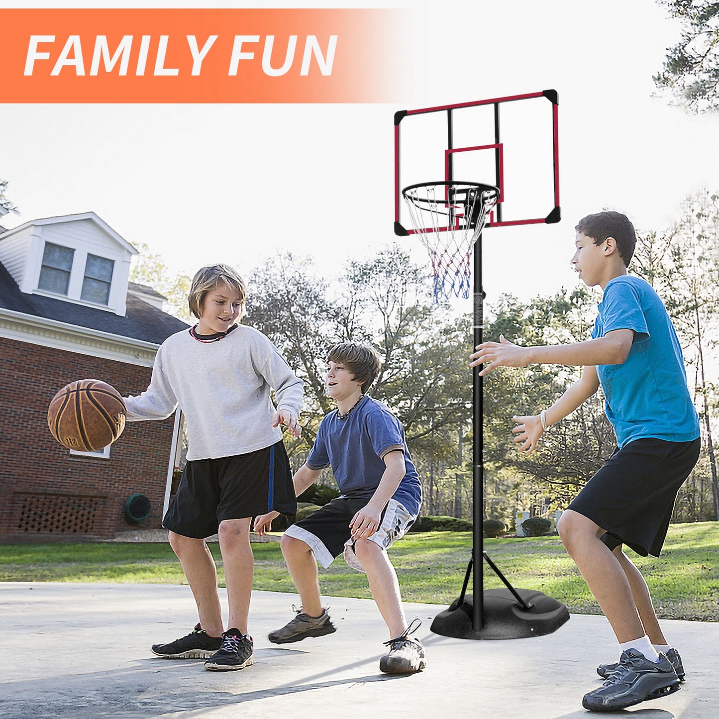 32'' Portable Basketball Hoop System, Upgraded SEGMART Indoor Outdoor Basketball Goal with 7.5ft-9.2ft Height Adjustable, Basketball Hoop Stand with 2 Wheels, Fillable Base for Youth Adults