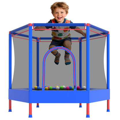 Mini Trampoline for Kids with Safety Enclosure Net, 55" Toddler Trampoline with No-Gap Safe Design, Segmart Recreational Trampolines for Birthday Gifts, Rebounder Trampoline with Ocean Balls