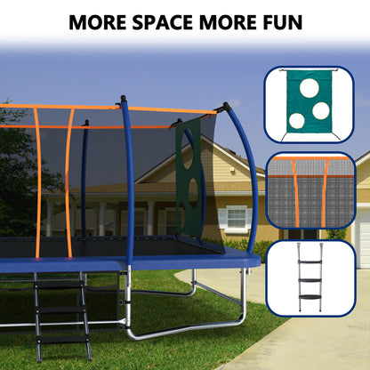 10x16ft Rectangle Trampoline, Segmart 1600LBS Weight Capacity Trampoline for Adult Kids, Outdoor Rectangle Trampolines for Backyard, Large Gymnastics Trampolines with Enclosure Net & Football Target