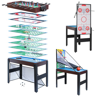 48'' 16 in 1 Multi Game Table, Combo Game Table Set for Game Room, Multifunctional Game Table with Bow, Arrow, Basketball, Football, Hockey, Foosball, Shuffleboard, Ping Pong, Chess, Checkers, Bowling