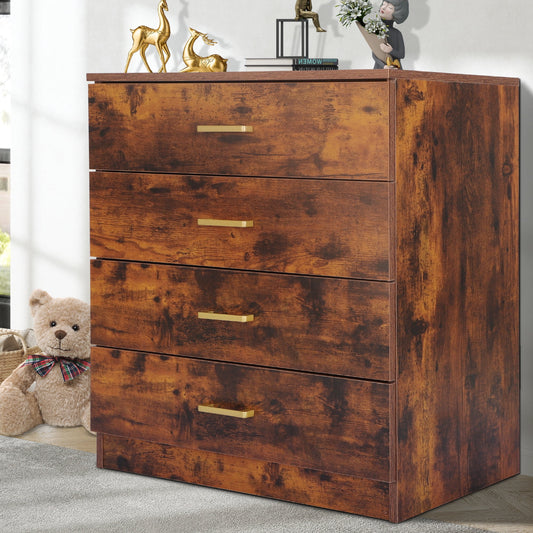 Segmart White 4 Drawer Dresser for Small Space, Wood Storage Cabinet for Living Room, Chest of Drawers with Metal Handle for Bedroom